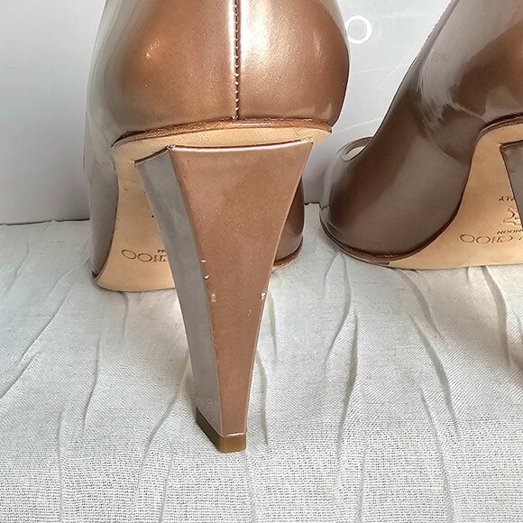 Jimmy Choo Metallic Peep-Toe Heels – Size 39 – With Box & Dust Bag - Picture 11 of 16